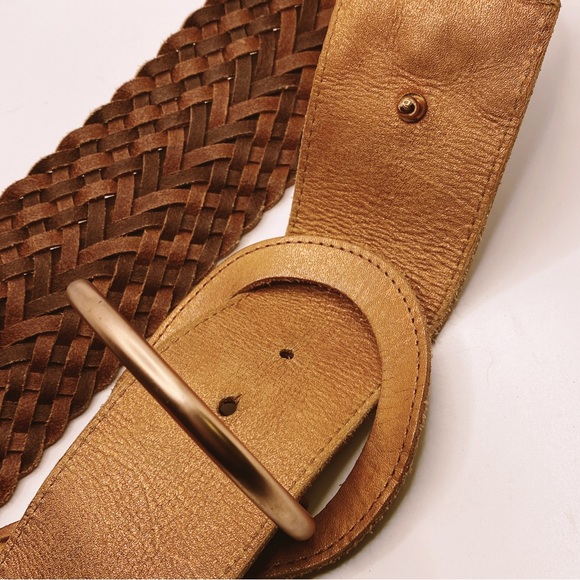 Linea Pelle Leather Braided Metallic Belt M - Picture 6 of 6